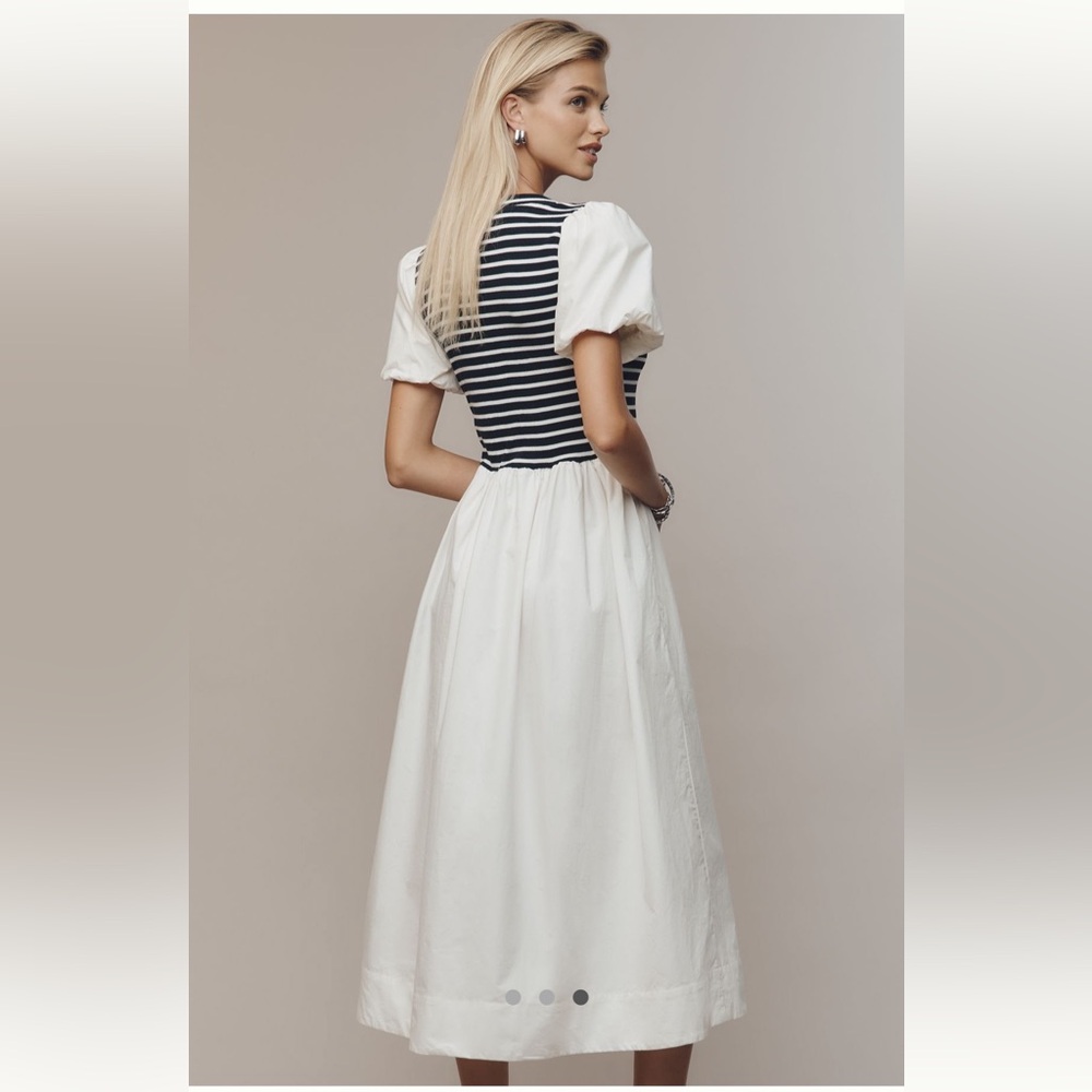 NWT Maeve puff sleeve midi poplin Dress